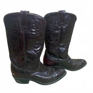 Vintage Mason Burgundy Leather Cowboy Boots Mens Size 8.5 EU 42 Distressed
